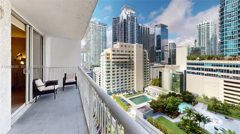 a balcony with city view