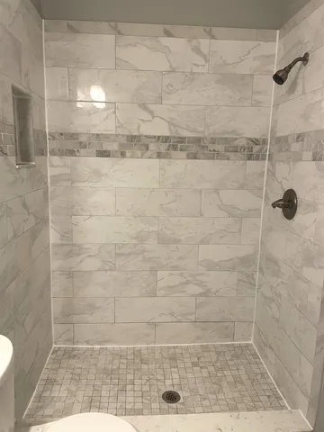 a bathroom with a shower