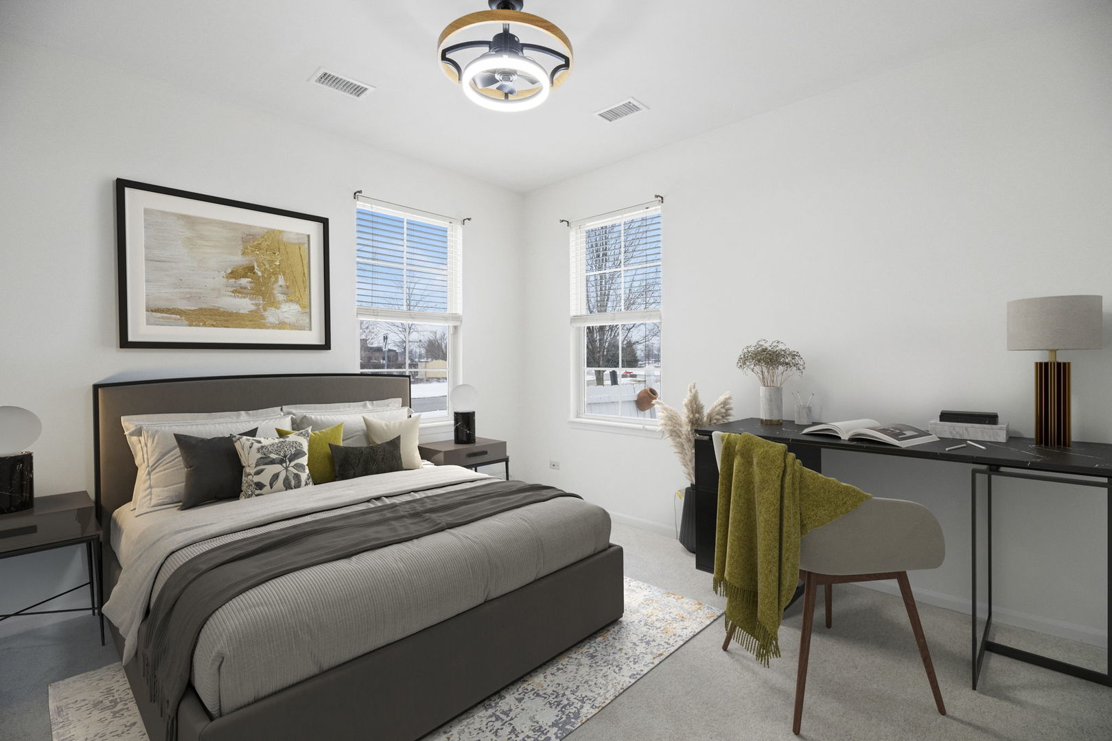 23908 Dayfield Drive, Unit 23908 Plainfield, IL 60586 - Photo 21 of 23 a bedroom with a bed and a desk