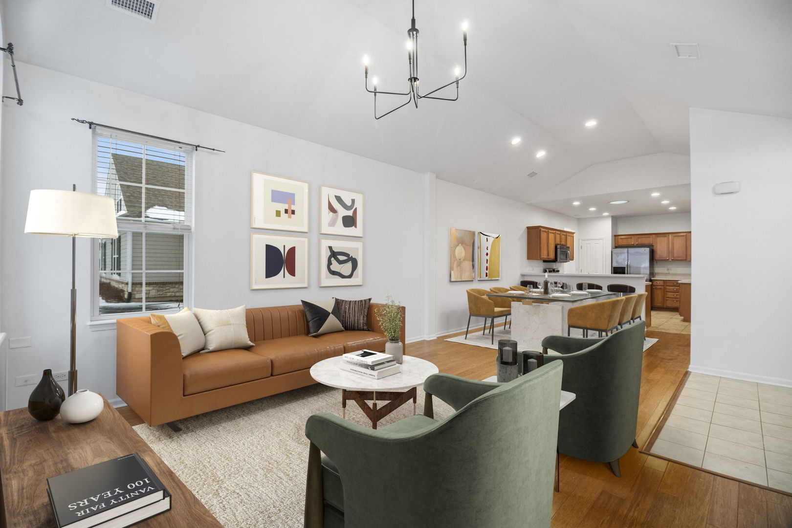 23908 Dayfield Drive, Unit 23908 Plainfield, IL 60586 - Photo 4 of 23 a living room with furniture a rug and a chandelier