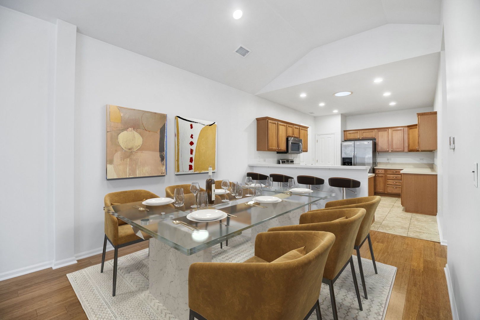 23908 Dayfield Drive, Unit 23908 Plainfield, IL 60586 - Photo 8 of 23 a dining room with furniture a rug kitchen view and a window