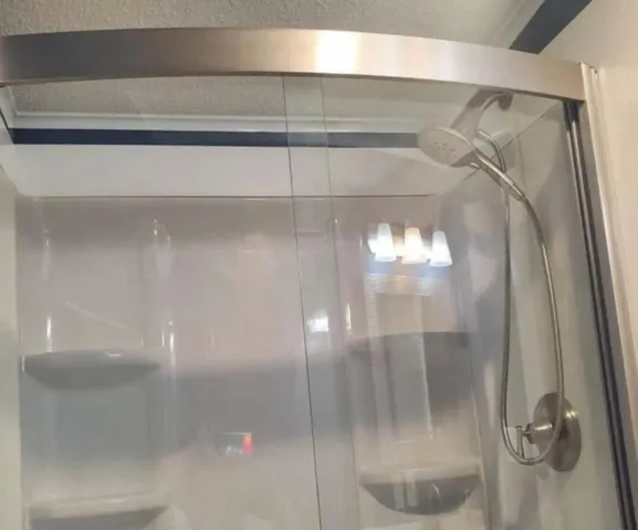 a bathroom with a shower