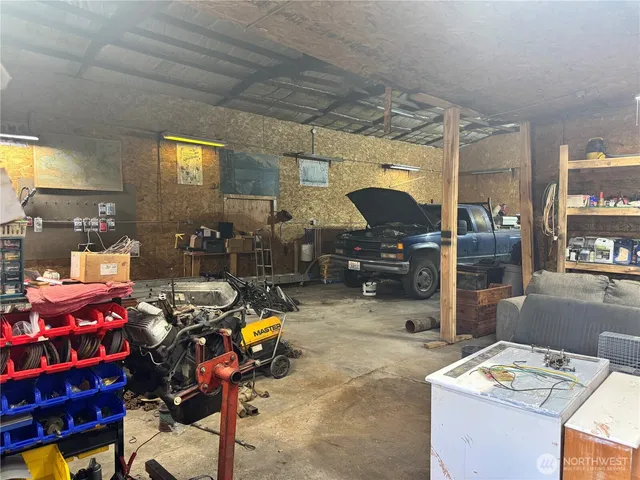a room with furniture and a chandelier