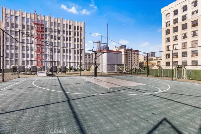 a swimming pool with a glass door