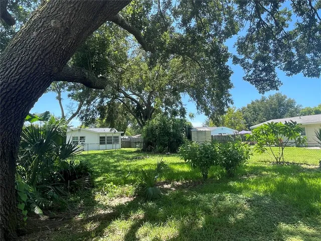a view of backyard with garden and patio