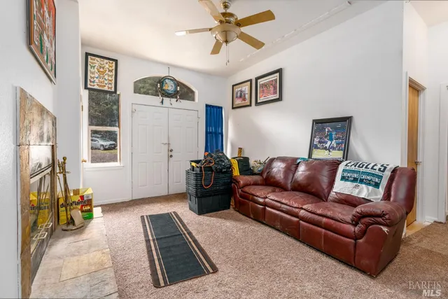 a living room with furniture and a couch
