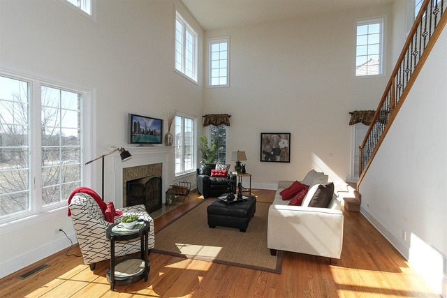 1009 Ridgeview Drive Inverness, IL 60010 - Photo 14 of 25 a living room with furniture a flat screen tv and a fireplace