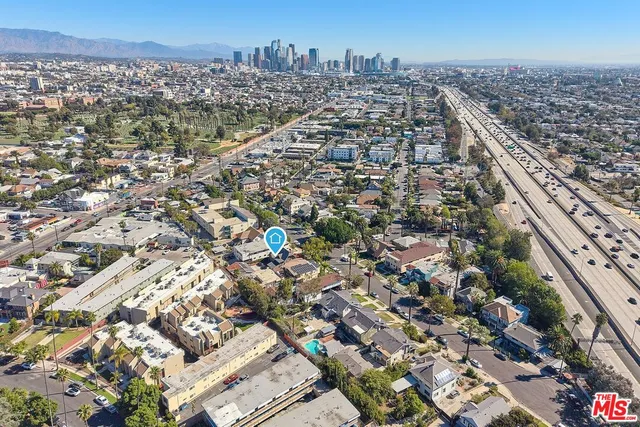 an aerial view of a city
