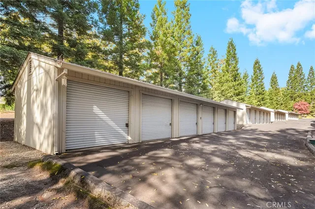 a view of a house with a yard and potted plants