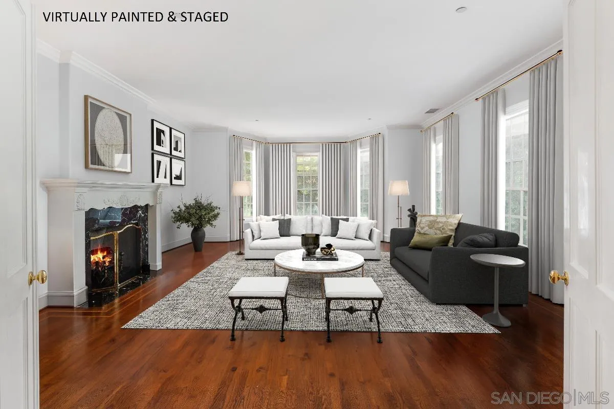 17032 Circa Oriente Rancho Santa Fe, CA 92067 - Photo 9 of 75 a living room with furniture and a fireplace