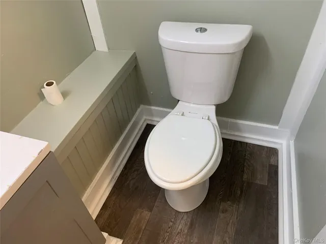 a close view of a toilet in bathroom