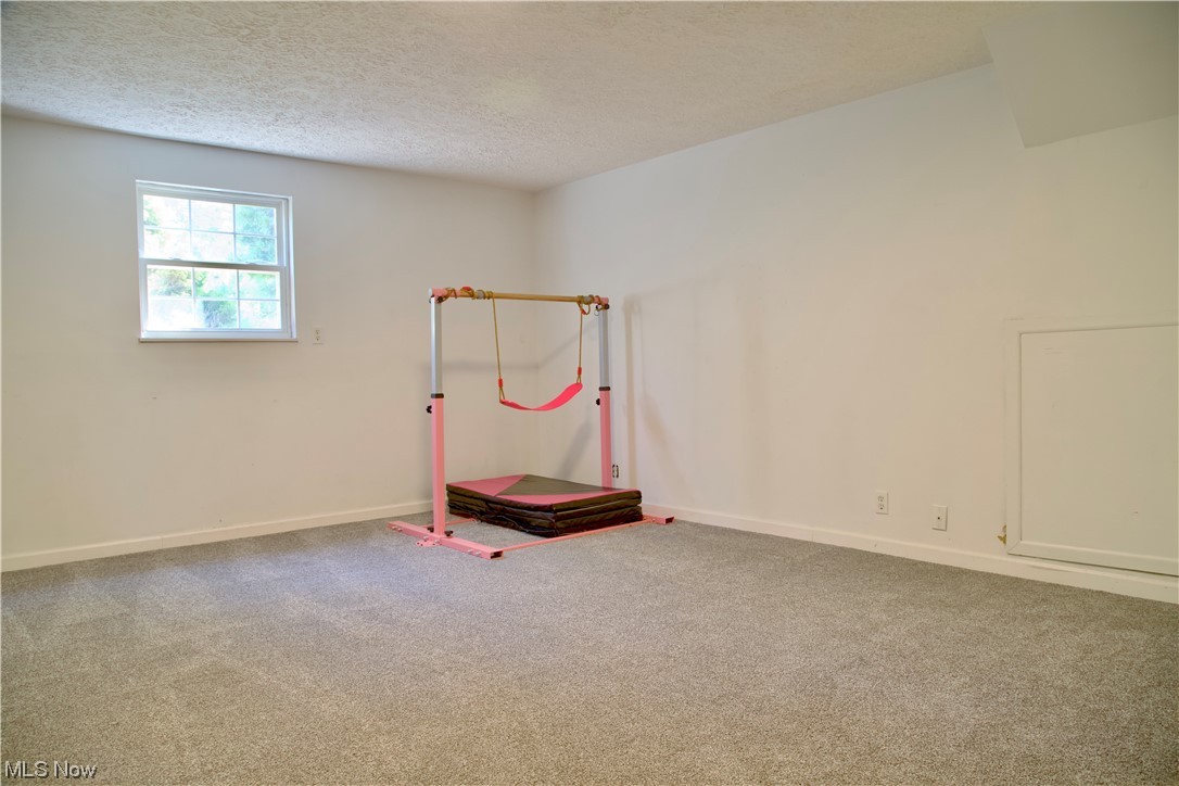 444 Eyermann Road Belpre, OH 45714 - Photo 16 of 16 Workout area with carpet floors and a textured ceiling