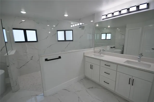 a bathroom with a bathtub