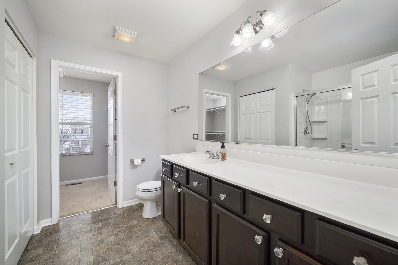 2900 Church Road Aurora, IL 60502 - Photo 9 of 15 a bathroom with a double vanity sink mirror and toilet