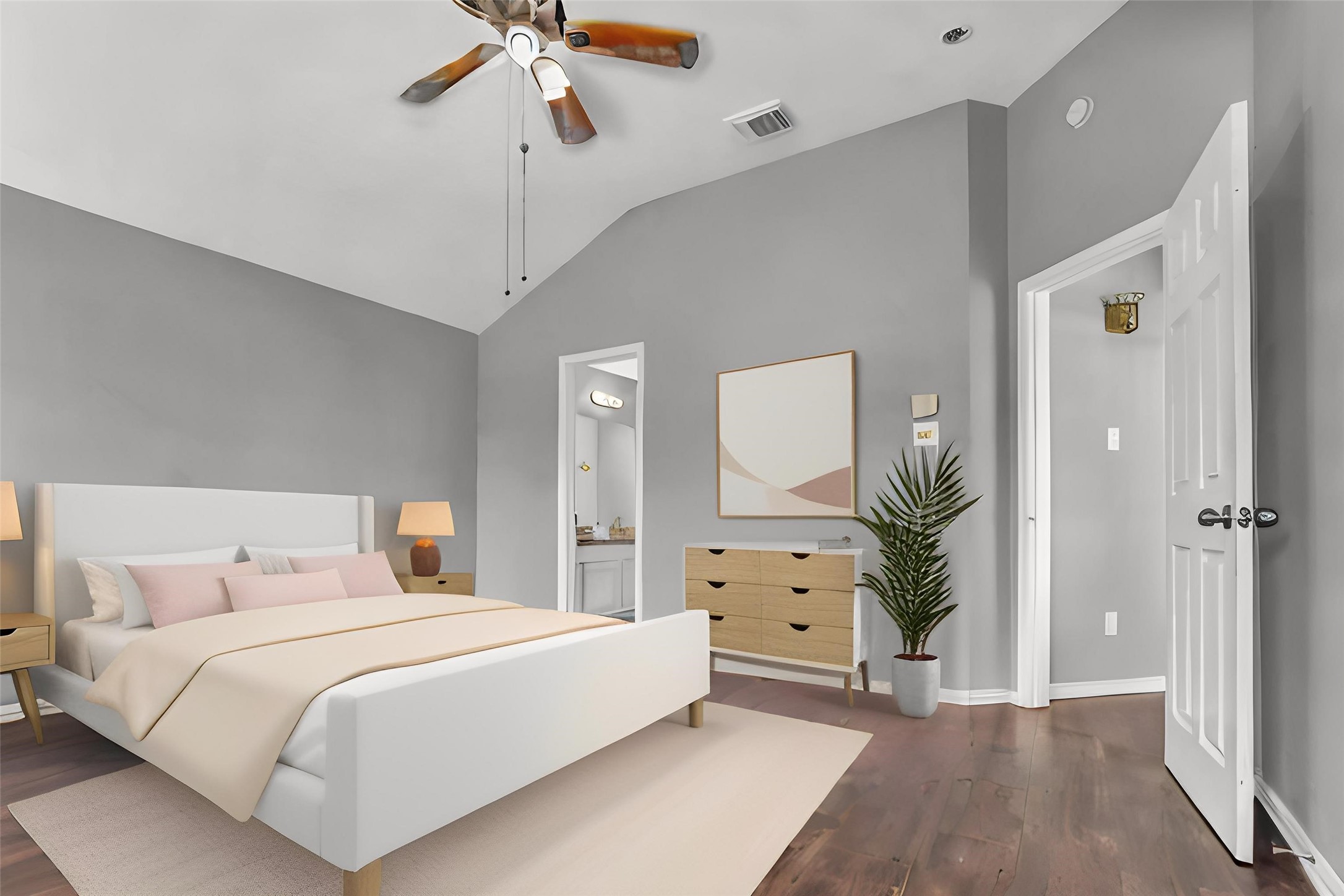 15503 West Little York Road Houston, TX 77084 - Photo 12 of 22 a spacious bedroom with a bed and a chandelier