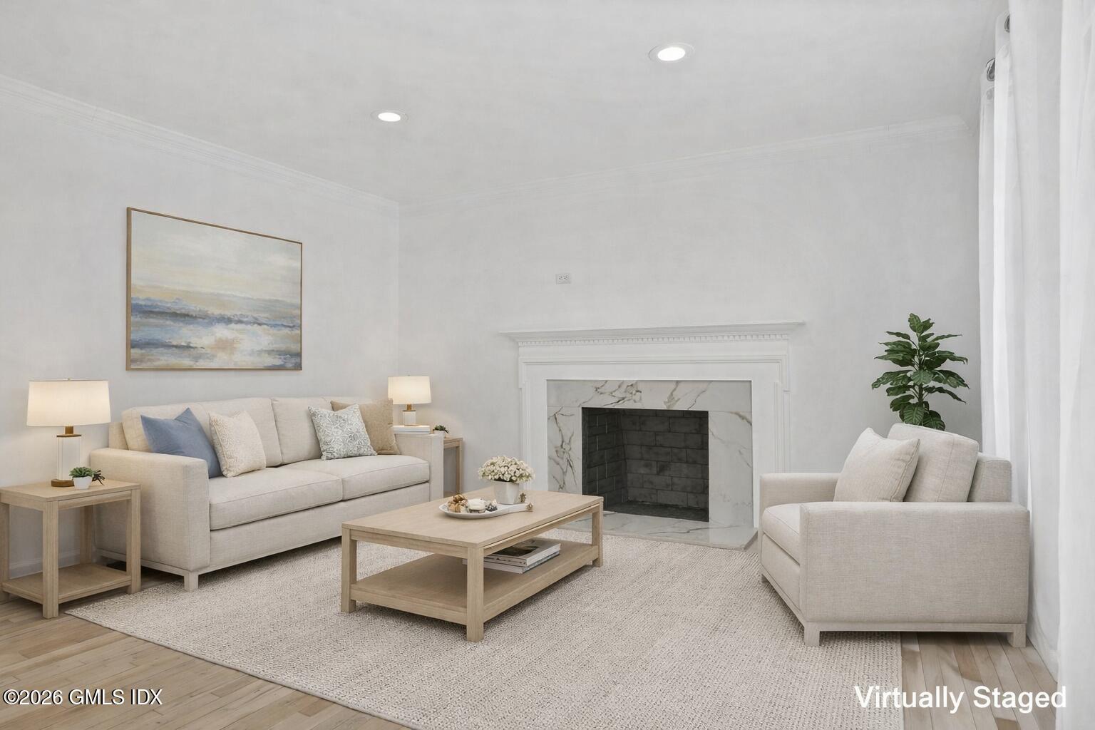 104 Hillcrest Park Road Cos Cob, CT 06807 - Photo 14 of 25 a living room with furniture and a fireplace