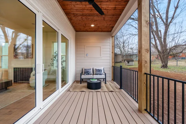 a view of roof deck with patio