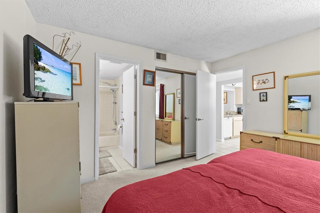 1800 Mariner Drive, Unit 9 Tarpon Springs, FL 34689 - Photo 26 of 41 a bedroom with a bed and a flat screen tv