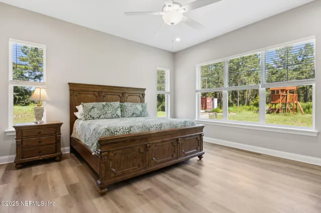 a backyard of a house with lots of green space