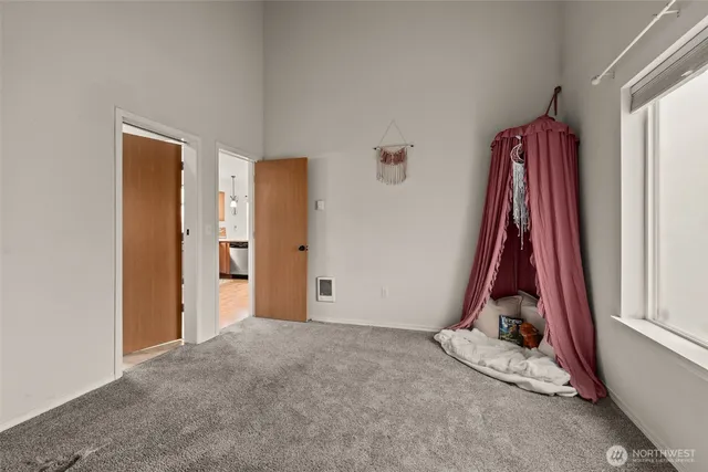 a view of a room with a yard