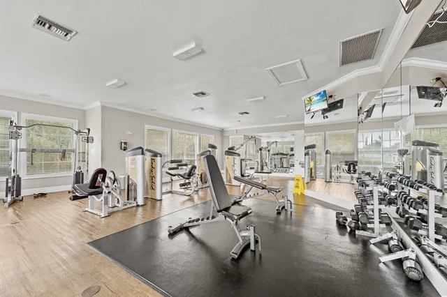 a view of a room with gym equipment