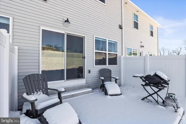 a building outdoor space with patio furniture