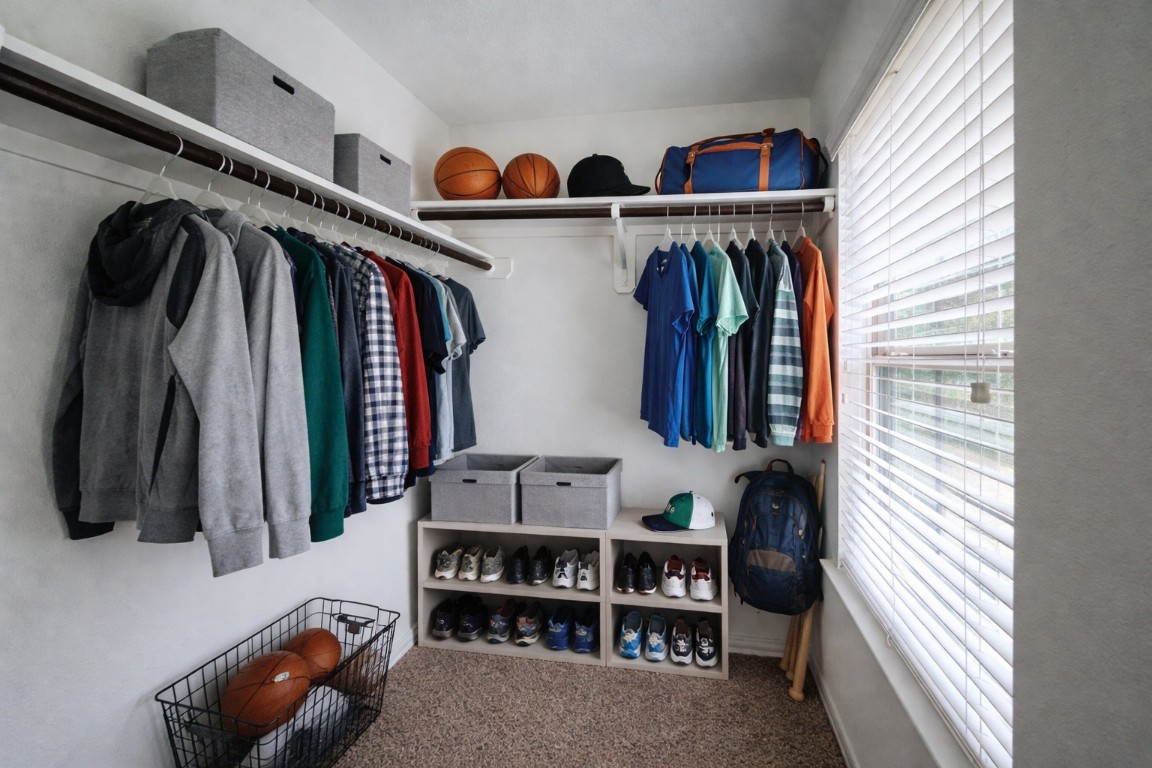 231 Moon Dance Court Conroe, TX 77304 - Photo 14 of 22 a view of walk in closet with clothes and shoes