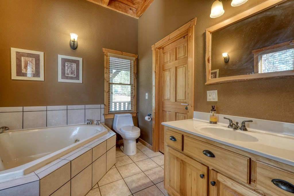 2567 Todd Shook Road Young Harris, GA 30582 - Photo 25 of 62 a bathroom with a sink mirror and a toilet