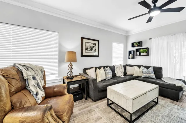 a bedroom with a workspace