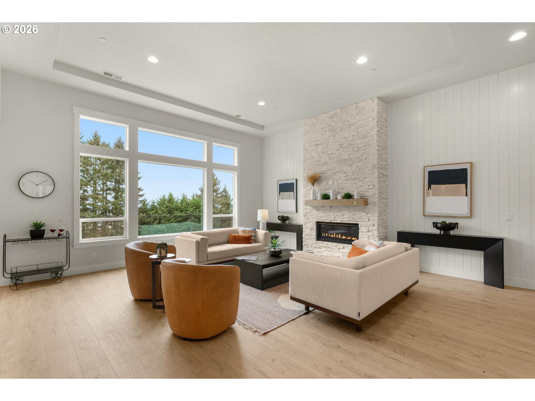 28410 Northeast Bell Road Newberg, OR 97132 - Photo 25 of 27 a living room with fireplace furniture and a large window
