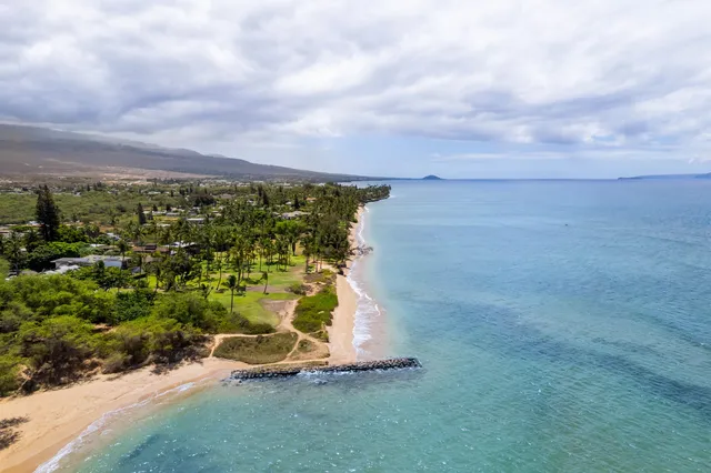 an aerial view of residential building and ocean view
