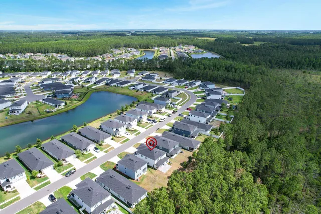an aerial view of a house