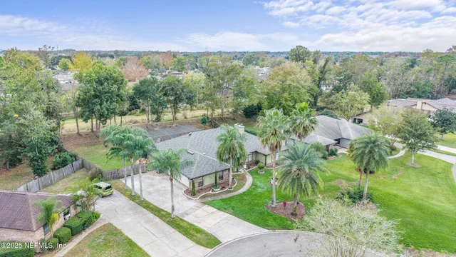 a view of an outdoor space and pool yard