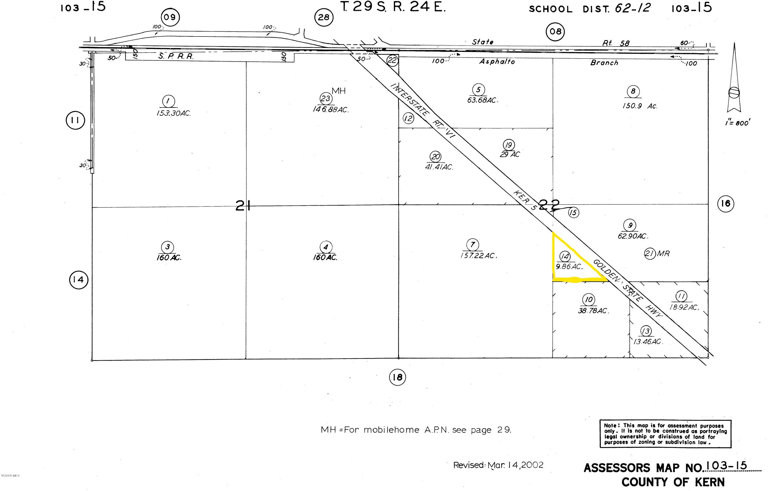 0 South Interstate 5 Buttonwillow, CA 93206 - Photo 2 of 4 Assessors Map Lot 14 9.86 acres