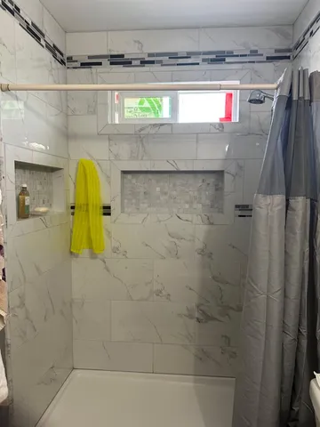 a bathroom with a shower