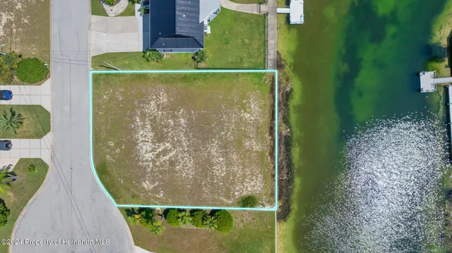 an aerial view of a house with a swimming pool yard and lake view