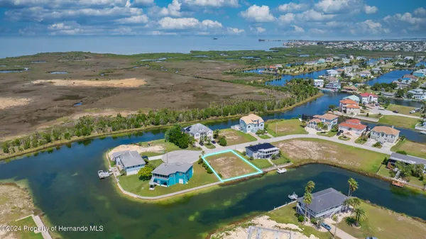 an aerial view of a house with a ocean view