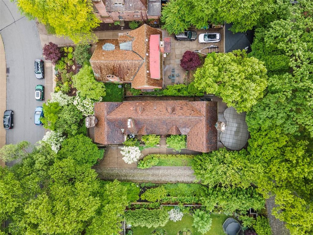 1 Robin Road Pittsburgh, PA 15217 - Photo 47 of 48 an aerial view of a house with a yard and a garden