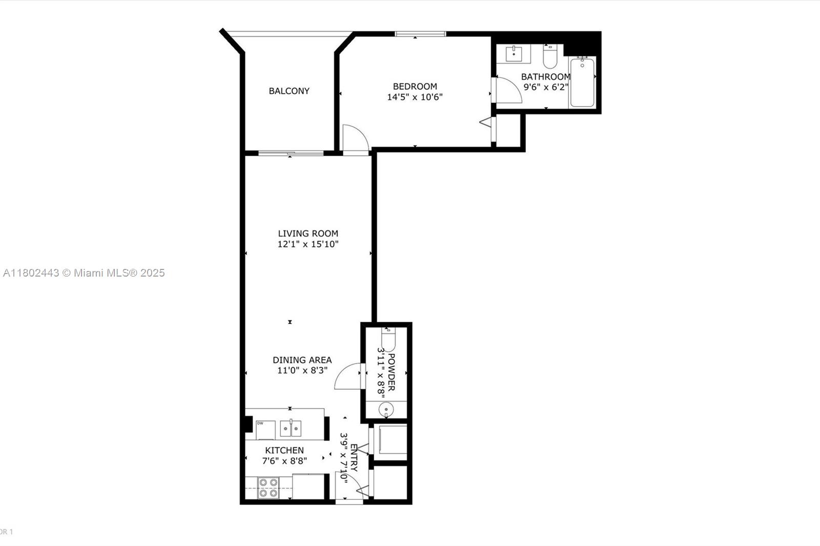 280 Southwest 20th Road, Unit 407 Miami, FL 33129 - Photo 23 of 23 a picture of a floor plan