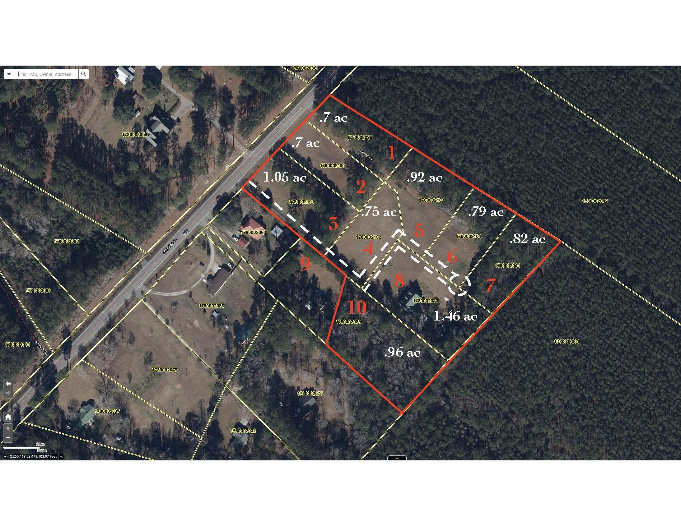 Aerial of lots and house Jedburg