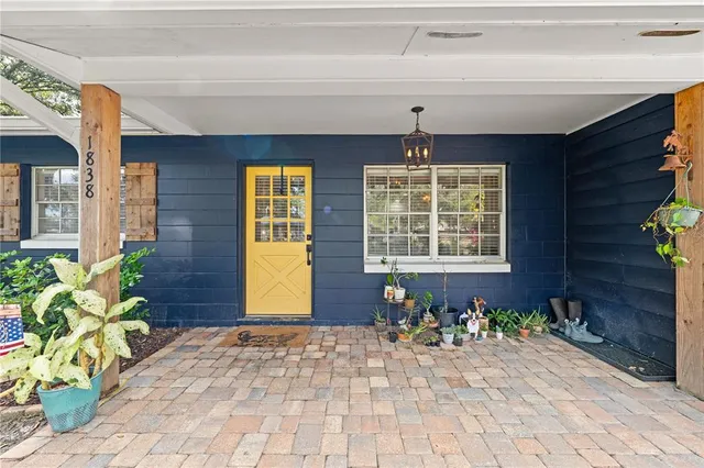 a view of a lake with a yard