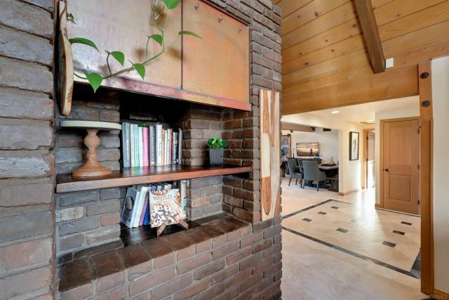 a view of a living room with furniture