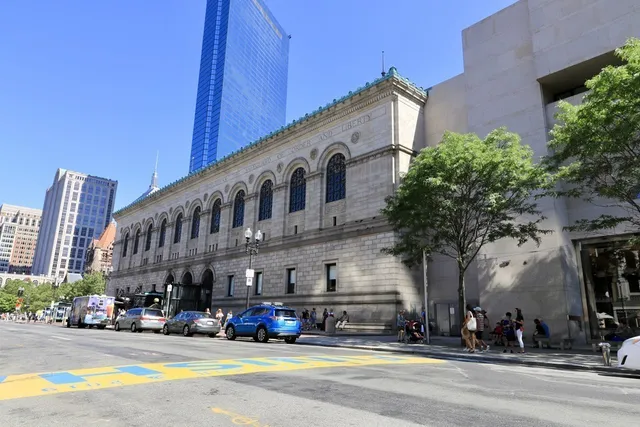 a front view of a building with street view
