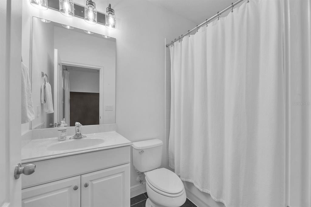 5310 Fishhawk Ridge Drive Lithia, FL 33547 - Photo 31 of 52 a bathroom with a sink a toilet a mirror and shower curtain