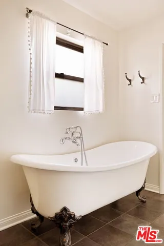 a bathroom with a bathtub