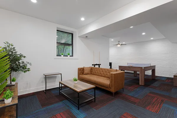 wooden floor with a workspace