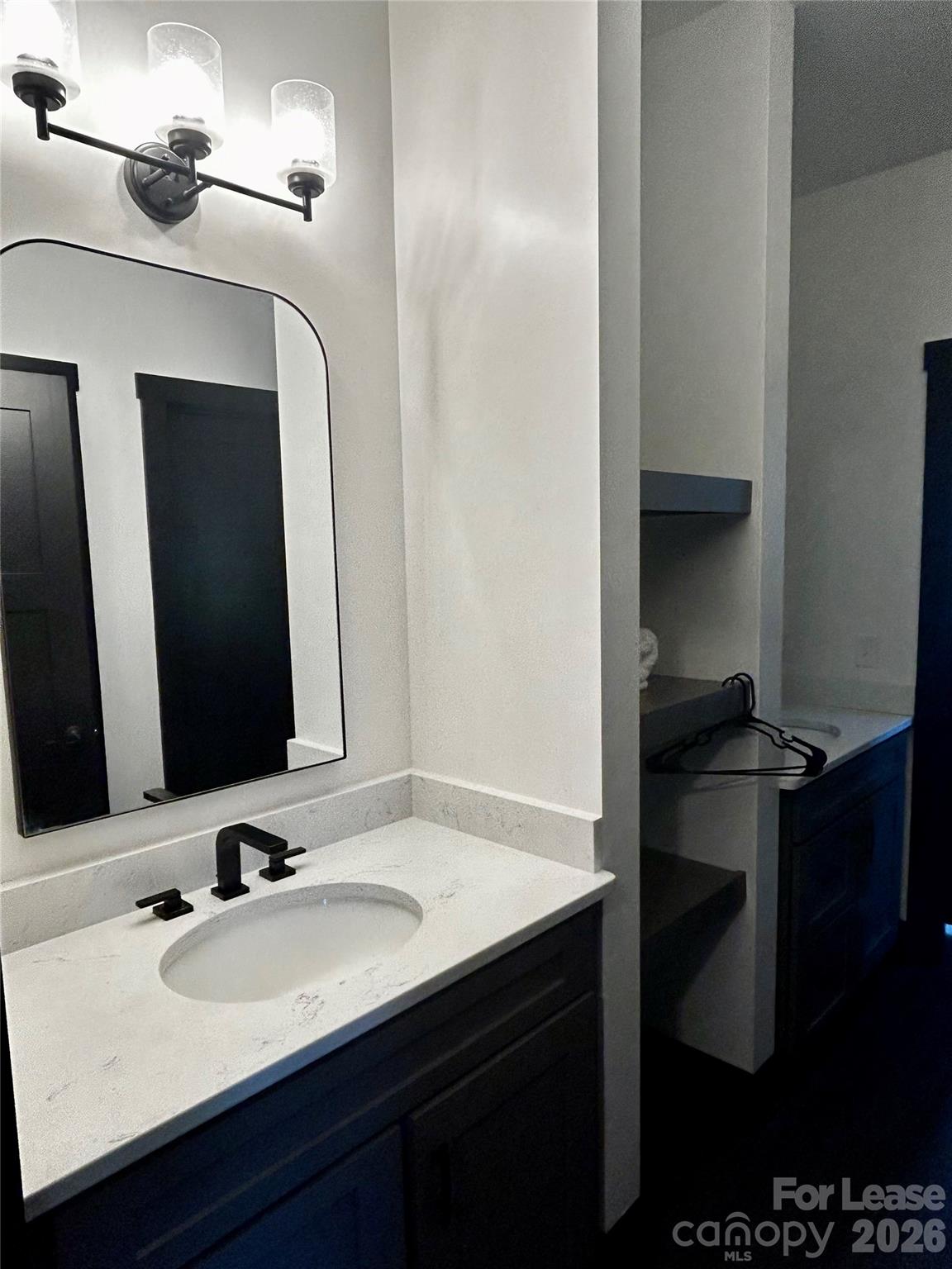 23 Shoals Falls Road Hendersonville, NC 28739 - Photo 8 of 13 a bathroom with a sink and a mirror