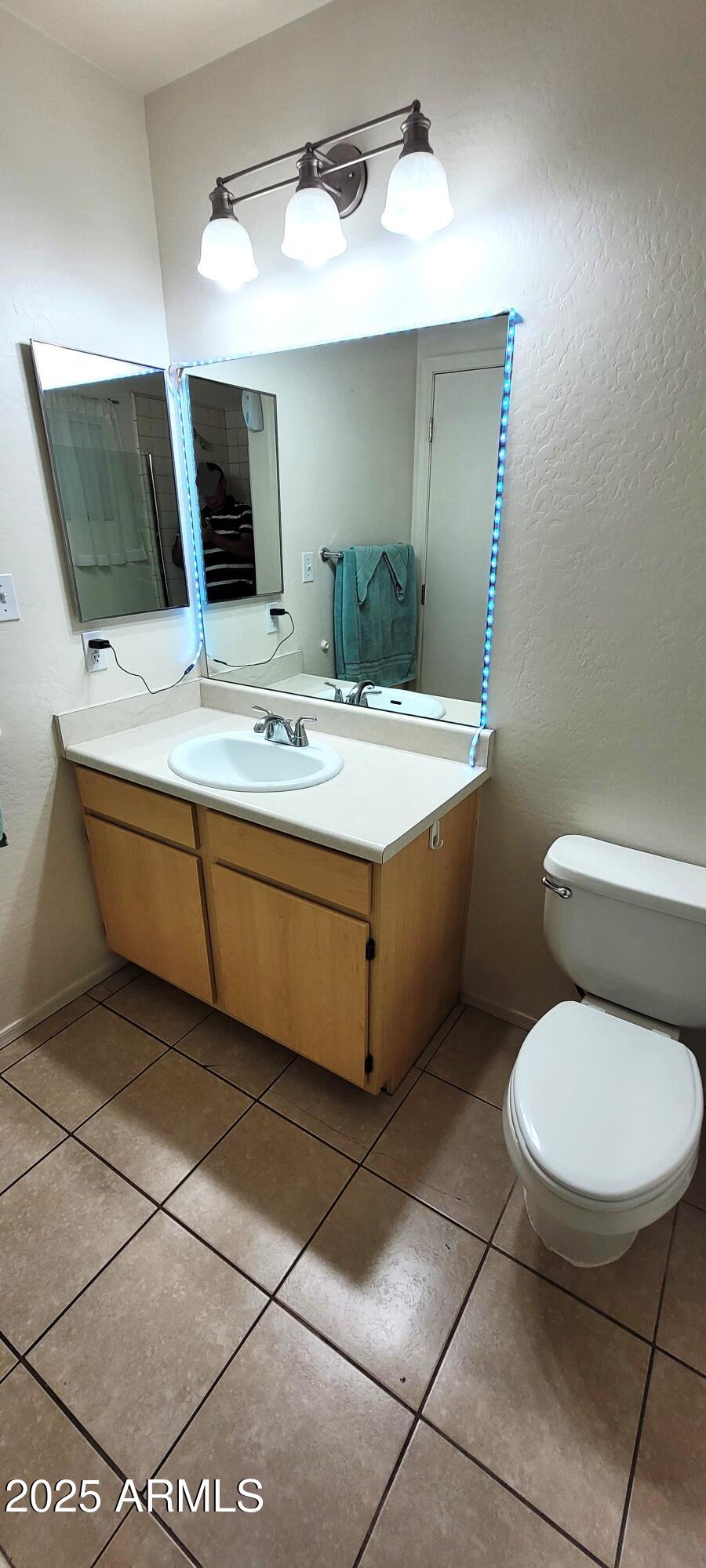 38402 North Basin Road, Unit B Cave Creek, AZ 85331 - Photo 8 of 19 a bathroom with a sink a toilet and mirror