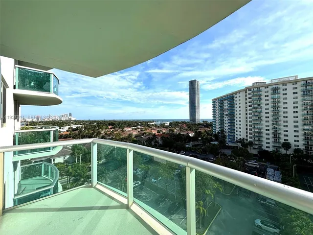 a view of a balcony with an outdoor space