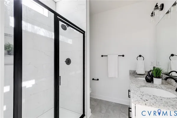 a bathroom with a shower